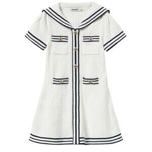 Self-Portrait Textured White Sailor Collar Dress Size 3/4t